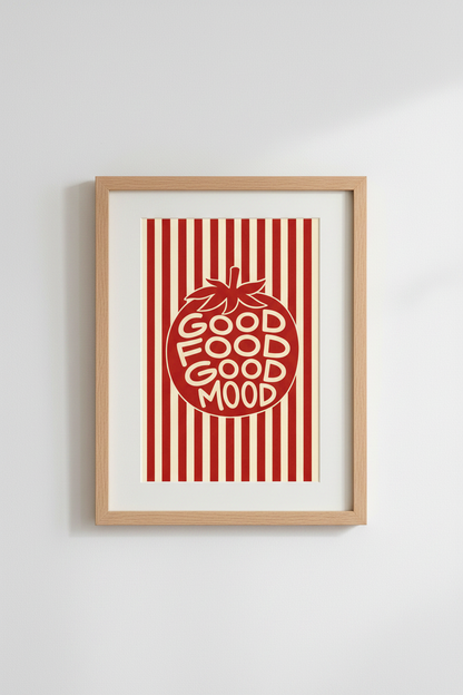 boho wall art print | Bold Red Pomegranate Poster | Living Room Decor