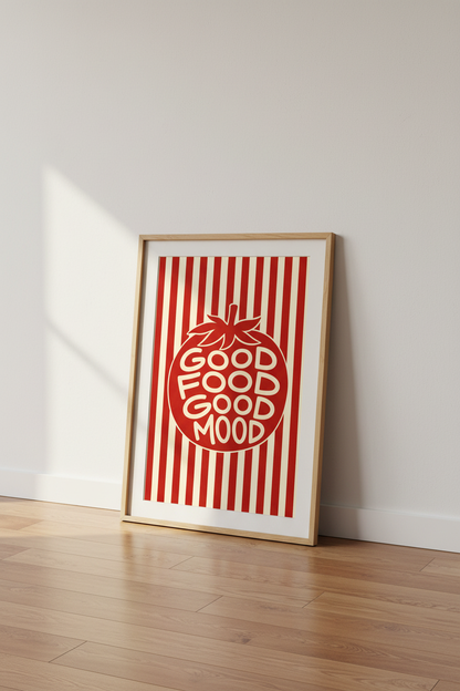 boho wall art print | Bold Red Pomegranate Poster | Living Room Decor