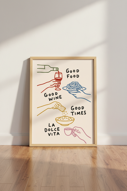 Dolce Vita wall art | Minimalist line print, warm tones, living room decor