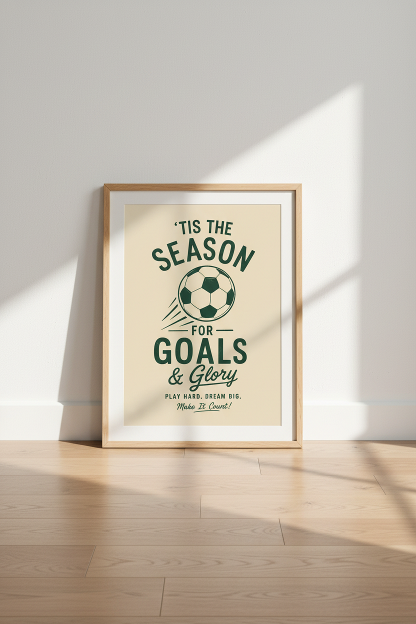 Soccer Sports Wall Art | Vintage Green Typography, Boys Room Decor Modern Poster