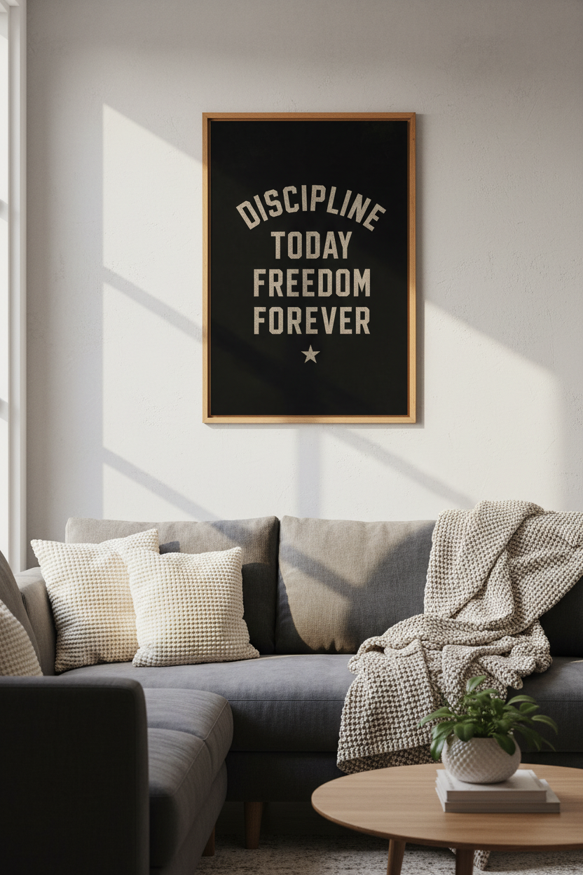 Discipline Today Freedom Forever Wall Art | Home Gym &amp; Office Decor | Motivational Poster