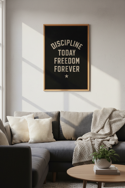 Discipline Today Freedom Forever Wall Art | Home Gym &amp; Office Decor | Motivational Poster