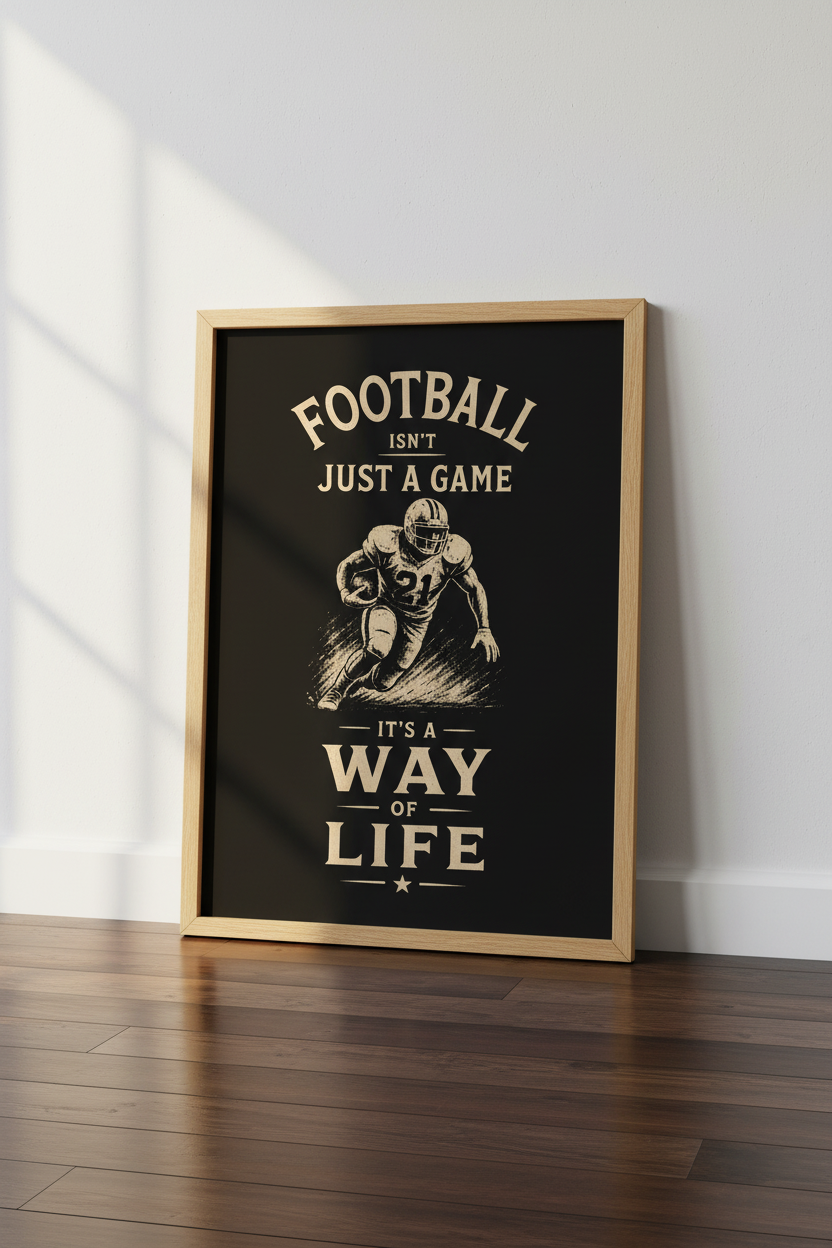 Football Way of Life Wall Art | Vintage Sports Quote, Man Cave &amp; Bedroom Poster