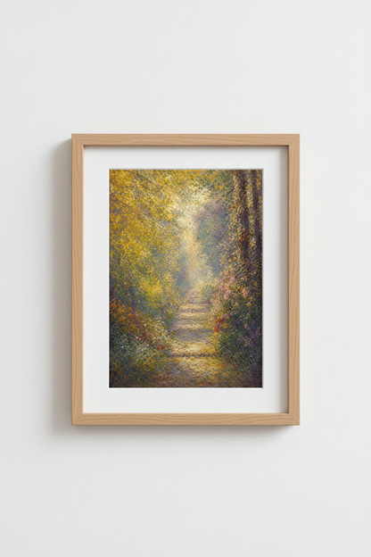 Autumn forest art | Impressionist glow, living room decor | Cozy poster