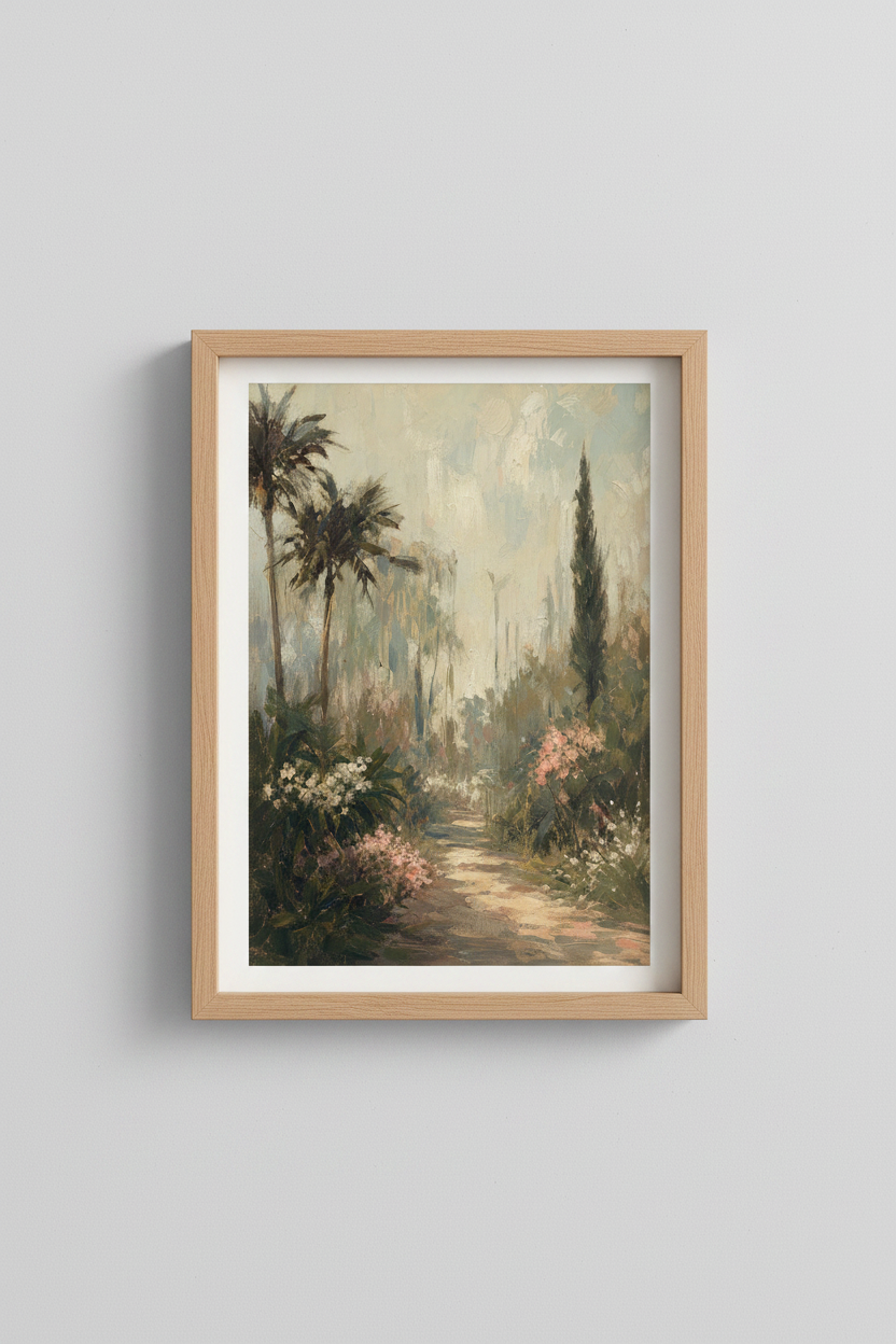 Botanical wall art | Impressionist garden tones, living room decor