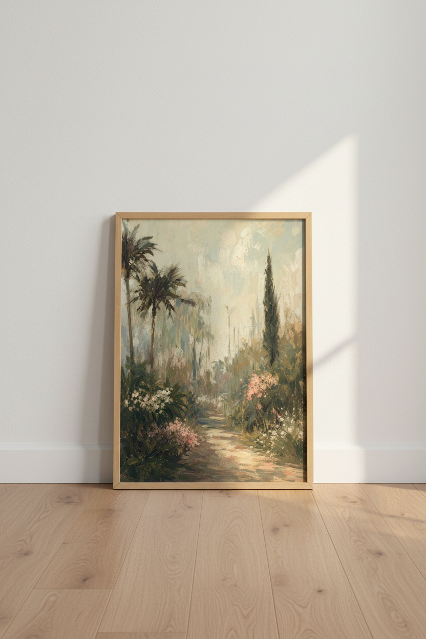 Botanical wall art | Impressionist garden tones, living room decor