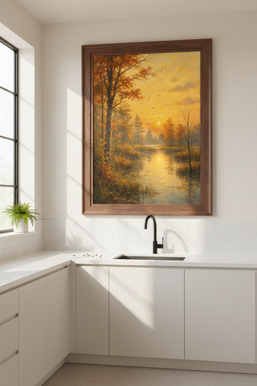 Autumn Landscape Forest Sunset Wall Art Print | Living Room Decor | Cozy Poster