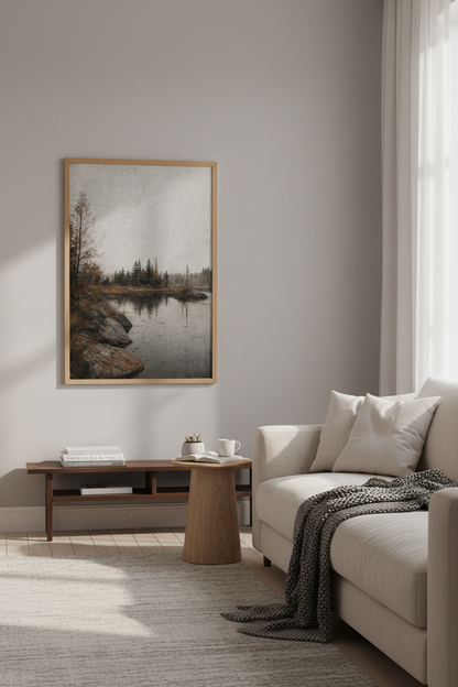 Moody landscape | Misty gray palette, Living room decor