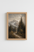 Mountain landscape | Moody forest tones, living room decor