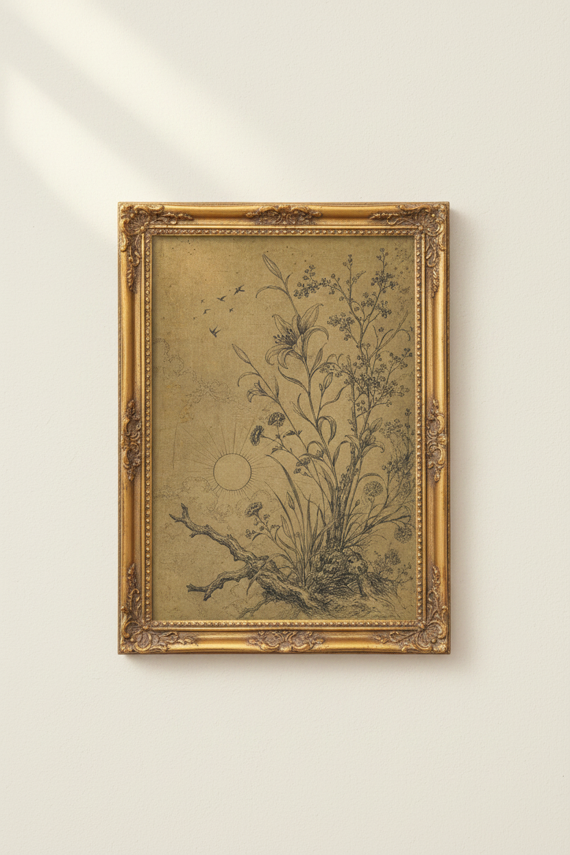 Botanical Poster | Vintage Illustration, Earthy Tones | Living Room Decor