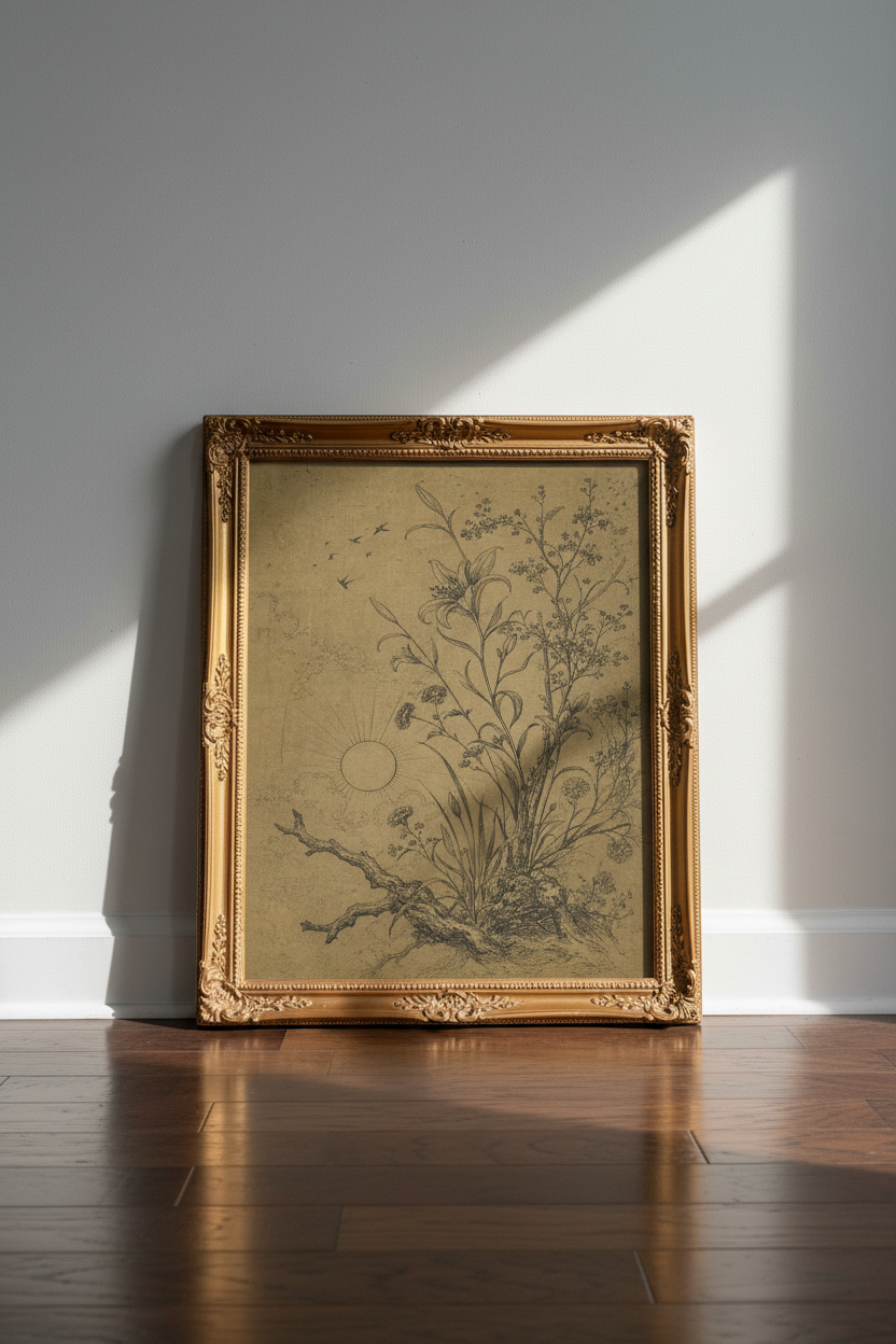 Botanical Poster | Vintage Illustration, Earthy Tones | Living Room Decor