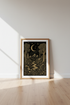 Celestial Mountain Landscape Art Print | Gold & Black Nature Decor | Mystical Poster