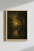Moody landscape art | Sunset River Scene, Rustic Tones | Living Room Decor