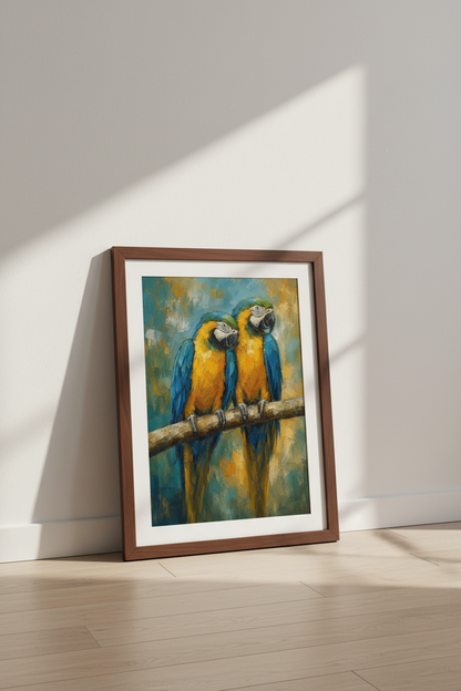 Macaw Wall Art | Textured Impressionist Palette, Bright Hues | Living Room Decor