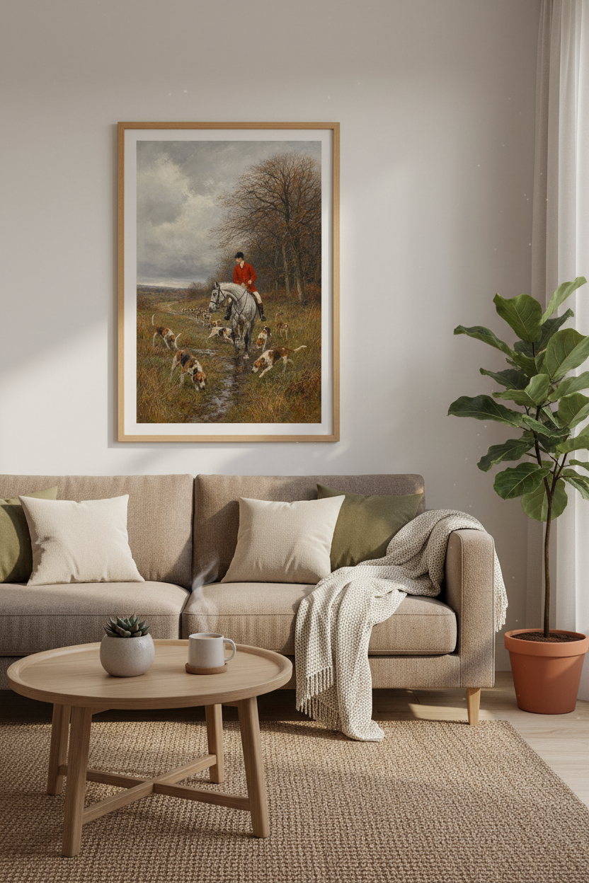 Classical Realism Hunting Scene Wall Art Print | Living Room Decor | Autumn Poster