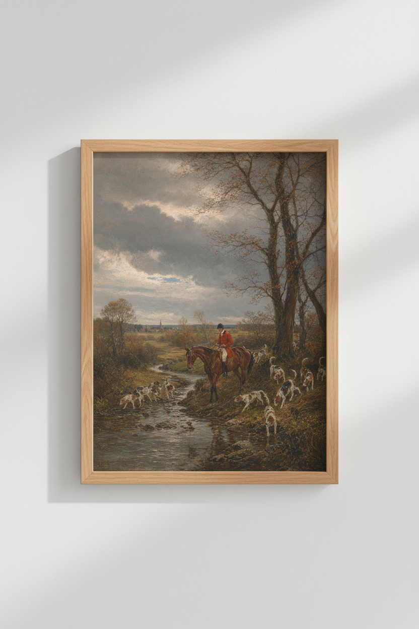 Hunting Scene Art | Romantic Realism, Autumn Tones | Living Room Decor