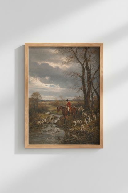 Hunting Scene Art | Romantic Realism, Autumn Tones | Living Room Decor