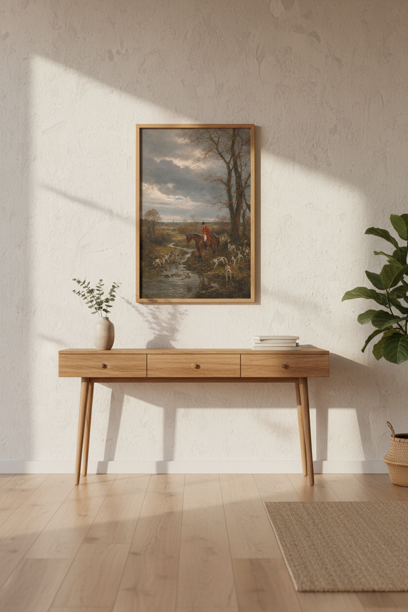 Hunting Scene Art | Romantic Realism, Autumn Tones | Living Room Decor
