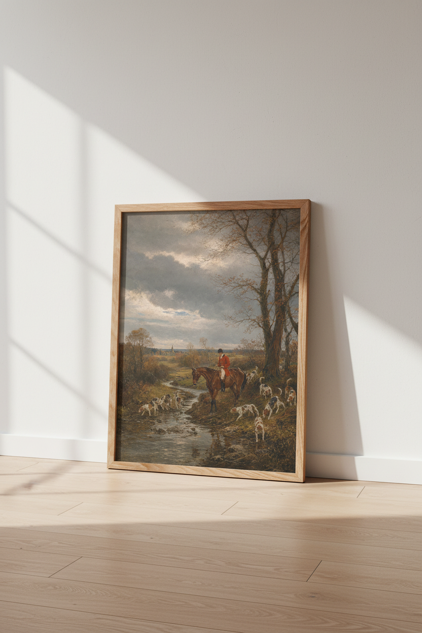 Hunting Scene Art | Romantic Realism, Autumn Tones | Living Room Decor
