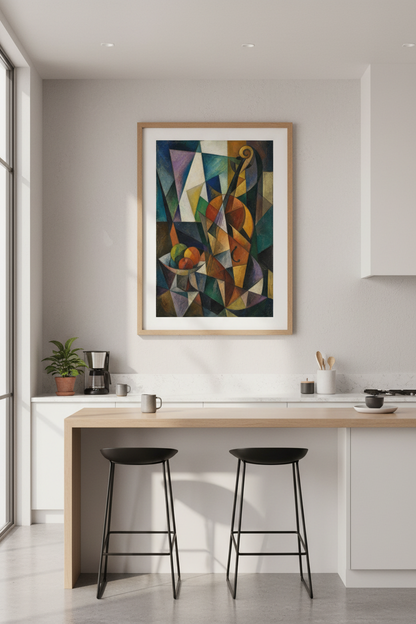 Cubist Violin Wall Art Print | Living Room Decor | Colorful Poster