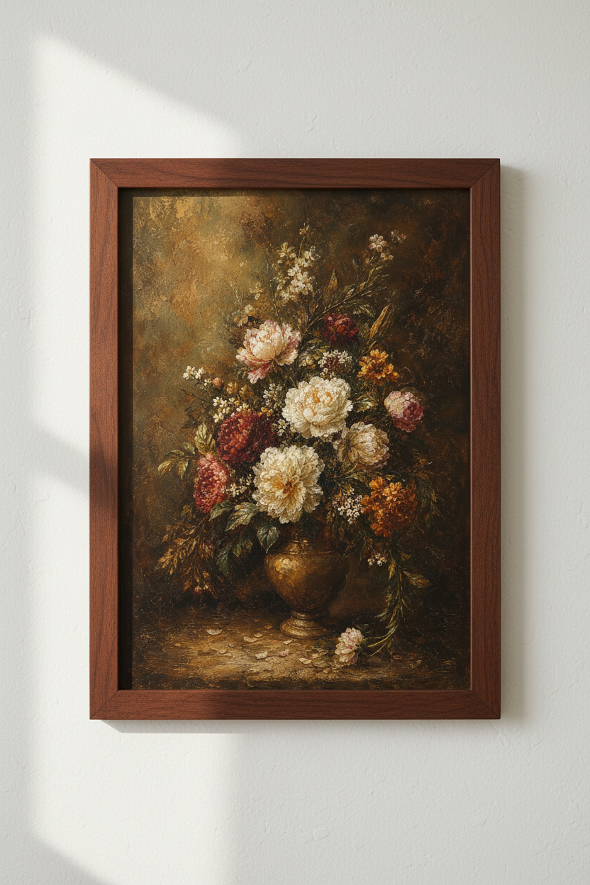 Floral Wall Art Print | Classic Oil Palette, Living Room Decor | Vintage Poster
