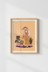 Boho wall art print | Warm peach tones, living room decor | Surreal plant poster