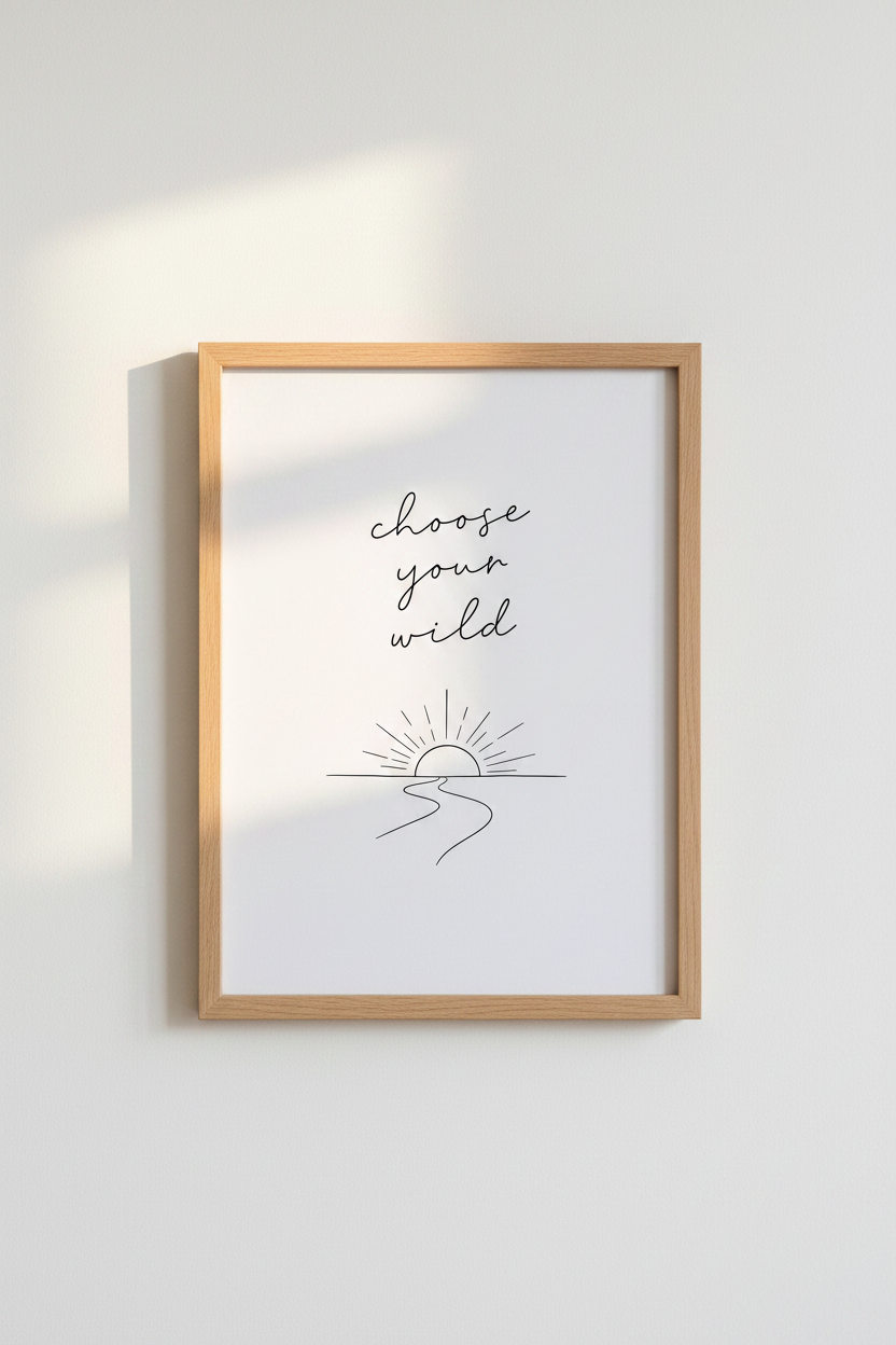 Choose Your Wild Wall Art | Minimalist Sunrise Print, Boho Bedroom Decor