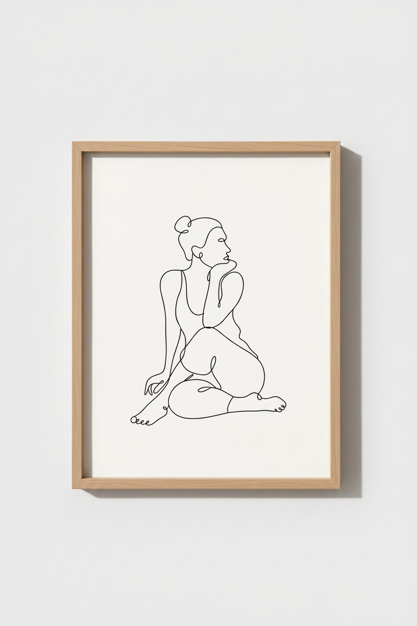 Minimalist Woman Line Art | Abstract Female Figure Poster, Bedroom Wall Decor