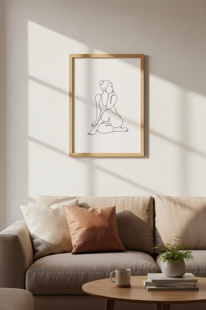 Minimalist Woman Line Art | Abstract Female Figure Poster, Bedroom Wall Decor