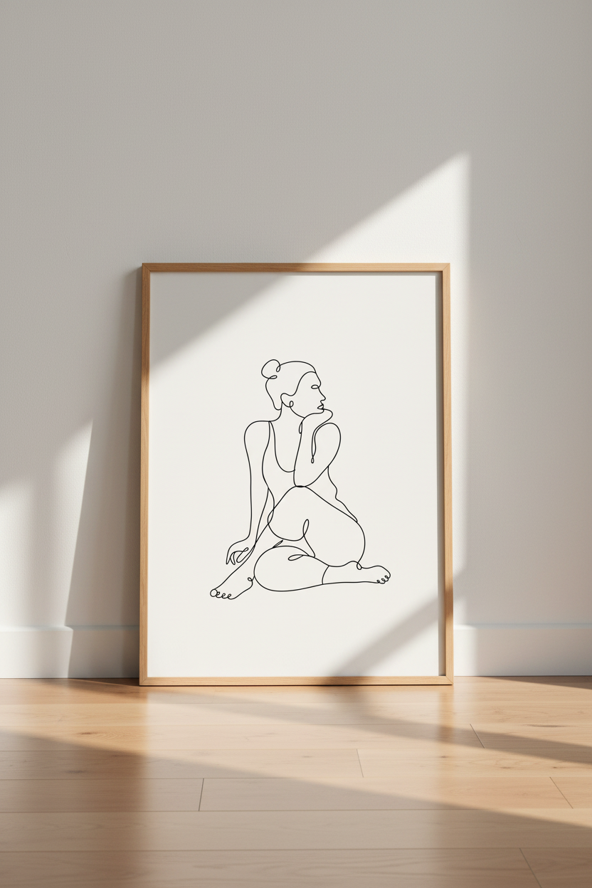 Minimalist Woman Line Art | Abstract Female Figure Poster, Bedroom Wall Decor