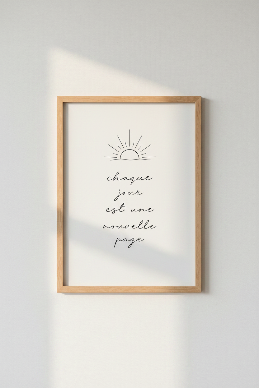 French Quote Wall Art | Minimalist Sun Poster, Bedroom &amp; Office Decor