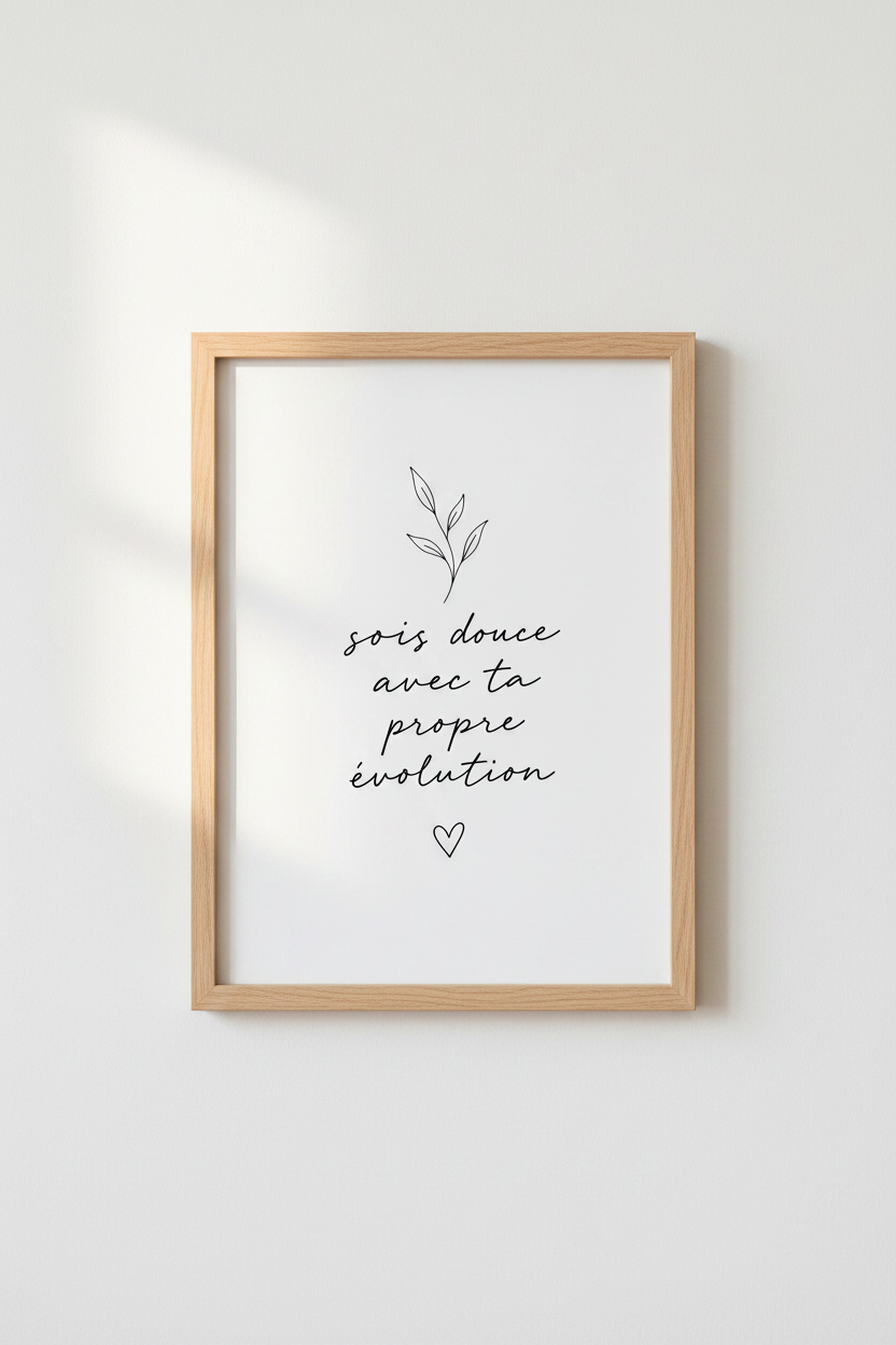 French Quote Wall Art Print | Minimalist Botanical Decor | Self Care Poster