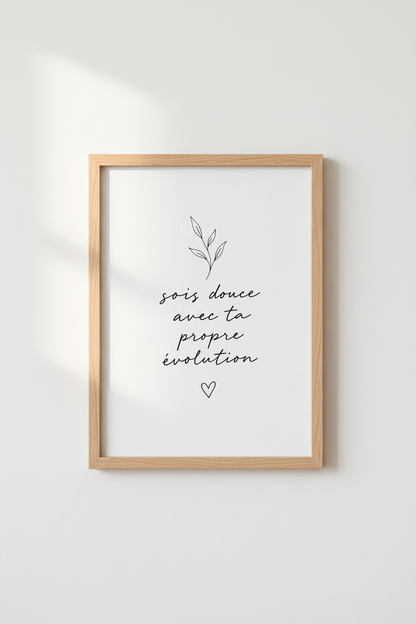 French Quote Wall Art Print | Minimalist Botanical Decor | Self Care Poster