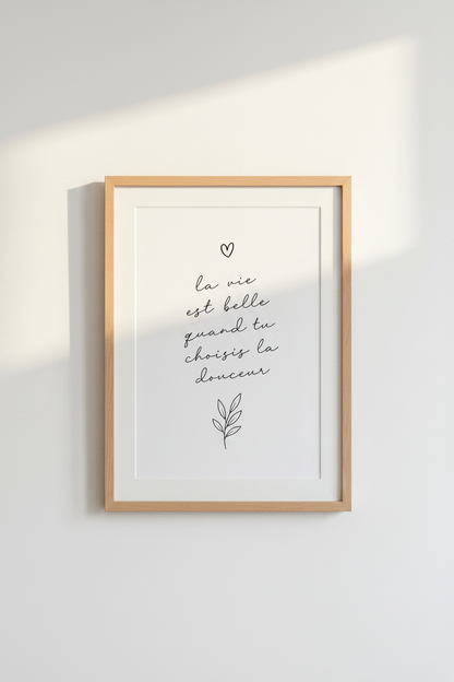 French Quote Wall Art | La Vie Est Belle Minimalist Print, Bedroom Decor Poster
