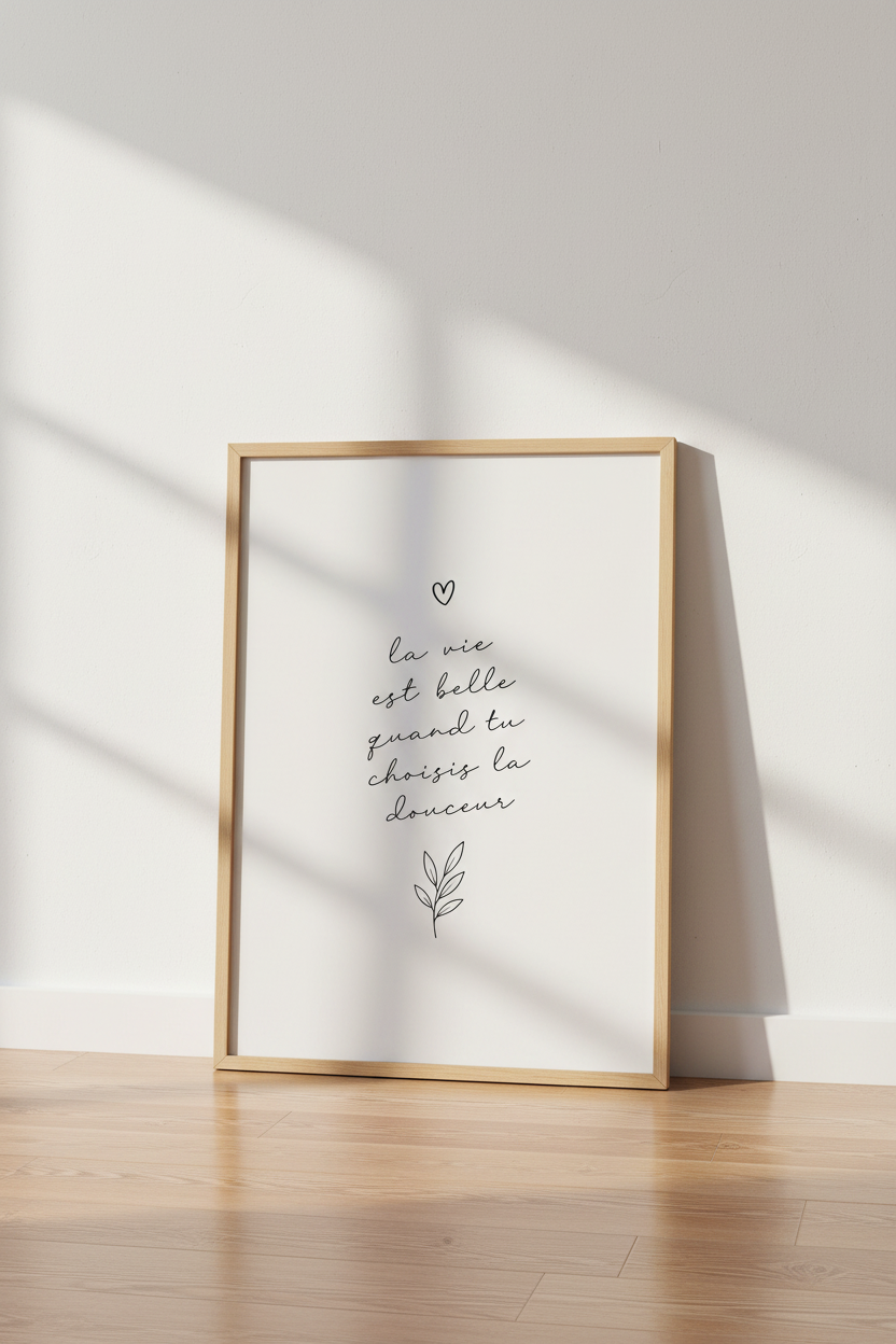 French Quote Wall Art | La Vie Est Belle Minimalist Print, Bedroom Decor Poster