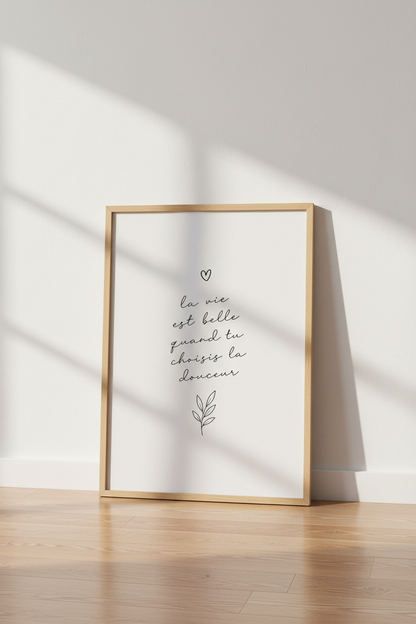 French Quote Wall Art | La Vie Est Belle Minimalist Print, Bedroom Decor Poster