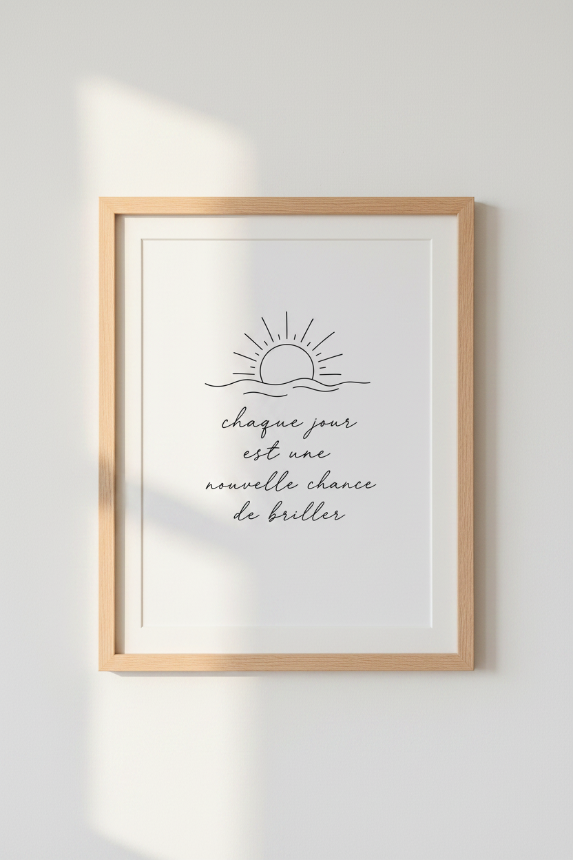 French Sun Quote Wall Art | Minimalist Black &amp; White Print | Modern Office Decor Poster
