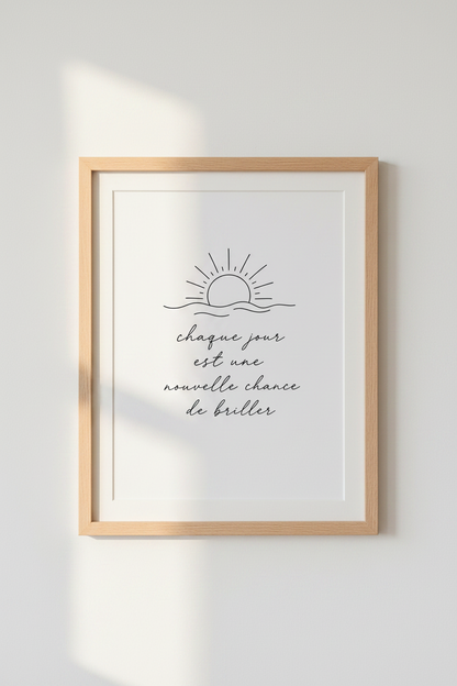 French Sun Quote Wall Art | Minimalist Black &amp; White Print | Modern Office Decor Poster