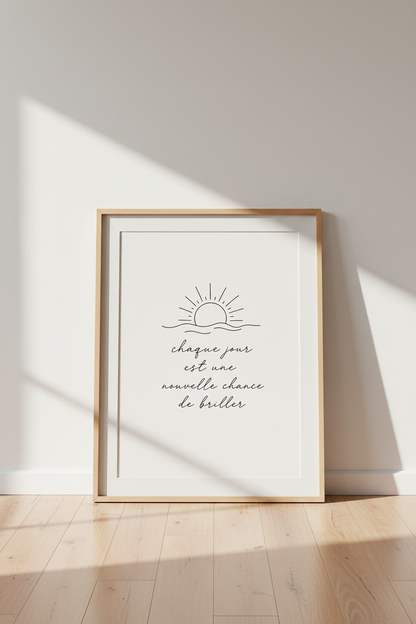 French Sun Quote Wall Art | Minimalist Black &amp; White Print | Modern Office Decor Poster