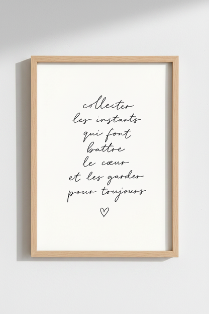 French Quote Wall Art Print | Minimalist Romantic Decor | Cursive Typography Poster
