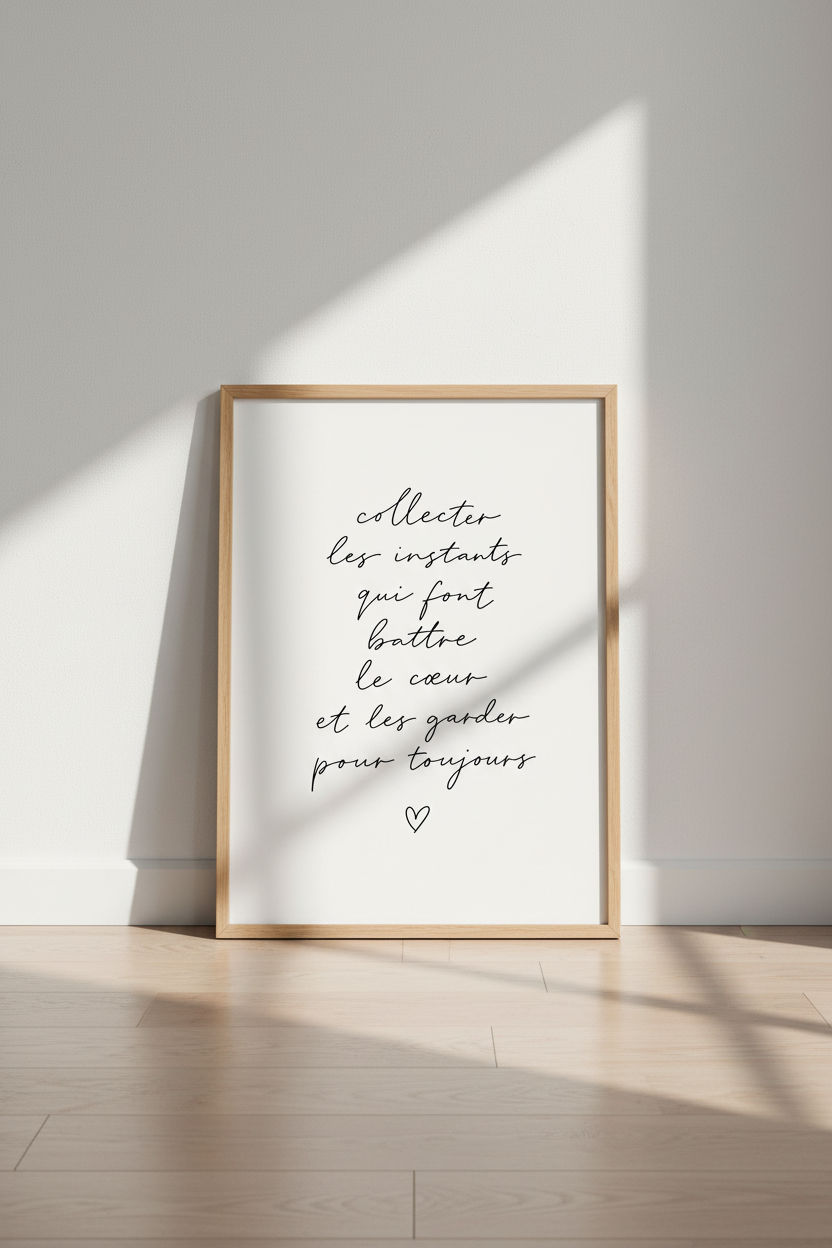 French Quote Wall Art Print | Minimalist Romantic Decor | Cursive Typography Poster