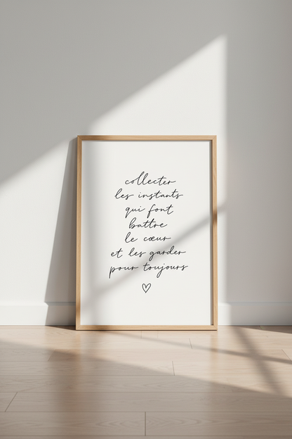 French Quote Wall Art Print | Minimalist Romantic Decor | Cursive Typography Poster