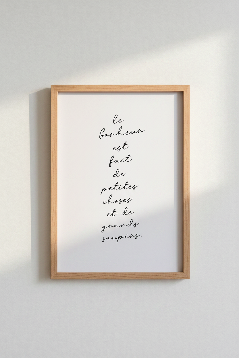 French Quote Wall Art Print | Minimalist Script Poster | Chic Living Room Decor