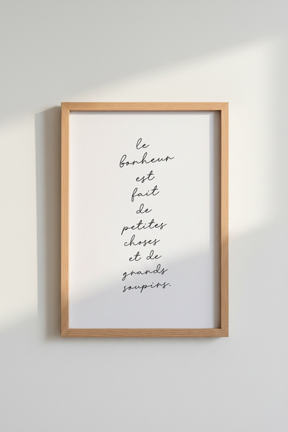 French Quote Wall Art Print | Minimalist Script Poster | Chic Living Room Decor