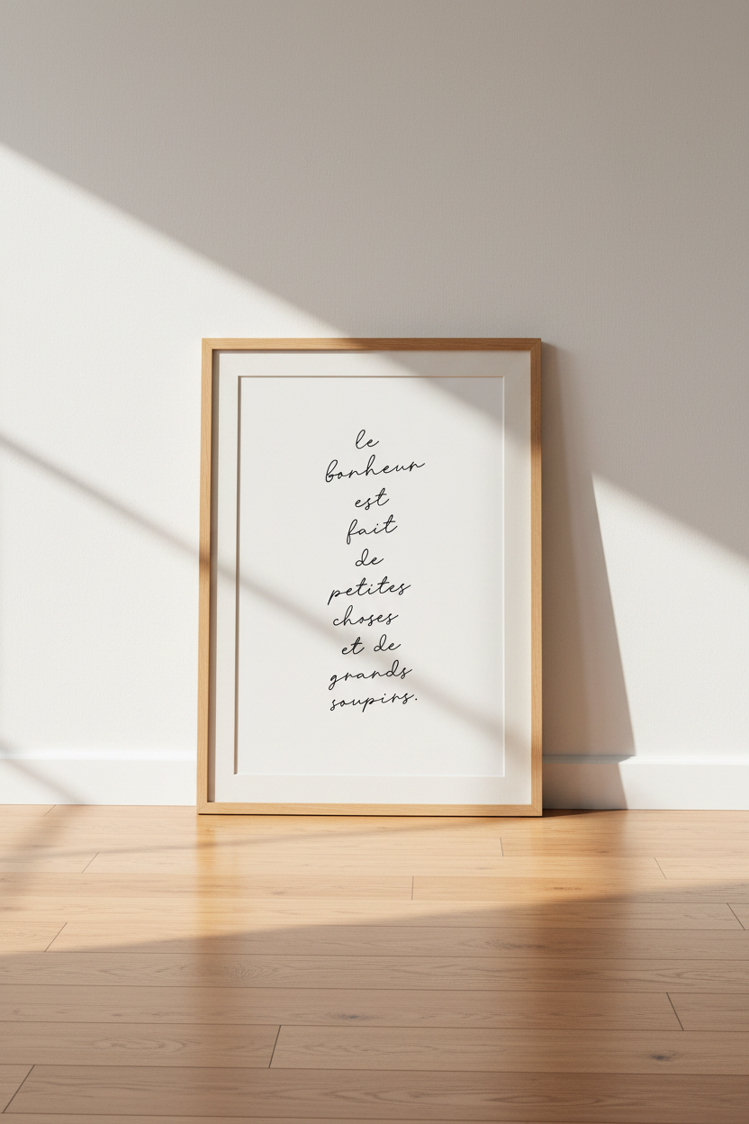 French Quote Wall Art Print | Minimalist Script Poster | Chic Living Room Decor