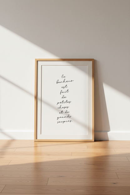 French Quote Wall Art Print | Minimalist Script Poster | Chic Living Room Decor
