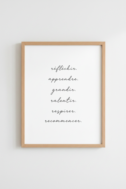 French Quote Wall Art | Minimalist Script Poster, Modern Office Decor