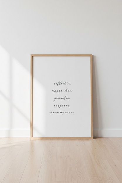 French Quote Wall Art | Minimalist Script Poster, Modern Office Decor