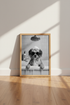 Dog in Bathtub Wall Art | Funny Black and White Puppy Poster | Modern Bathroom Decor
