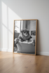 Lion in Bathtub Wall Art | Funny Black & White Animal Poster | Modern Bathroom Decor